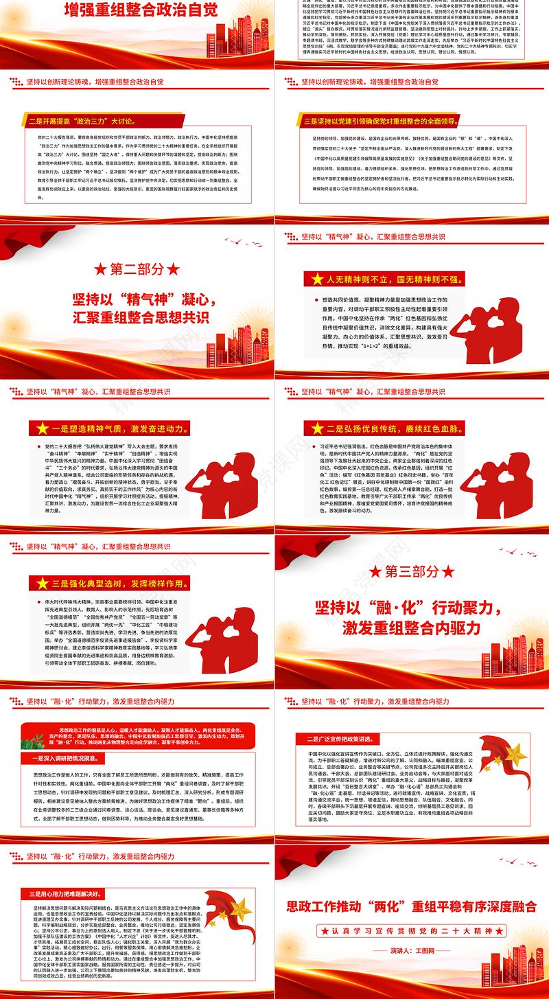 2023思政工作推动“两化”重组平稳有序深度融合PPT党建风认真学习宣传贯彻党的二十大精神专题党课课件