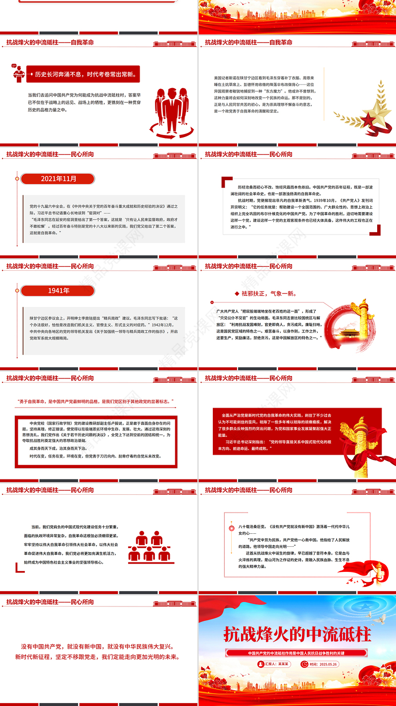 党政风抗战烽火的中流砥柱PPT2025抗战胜利80周年课件