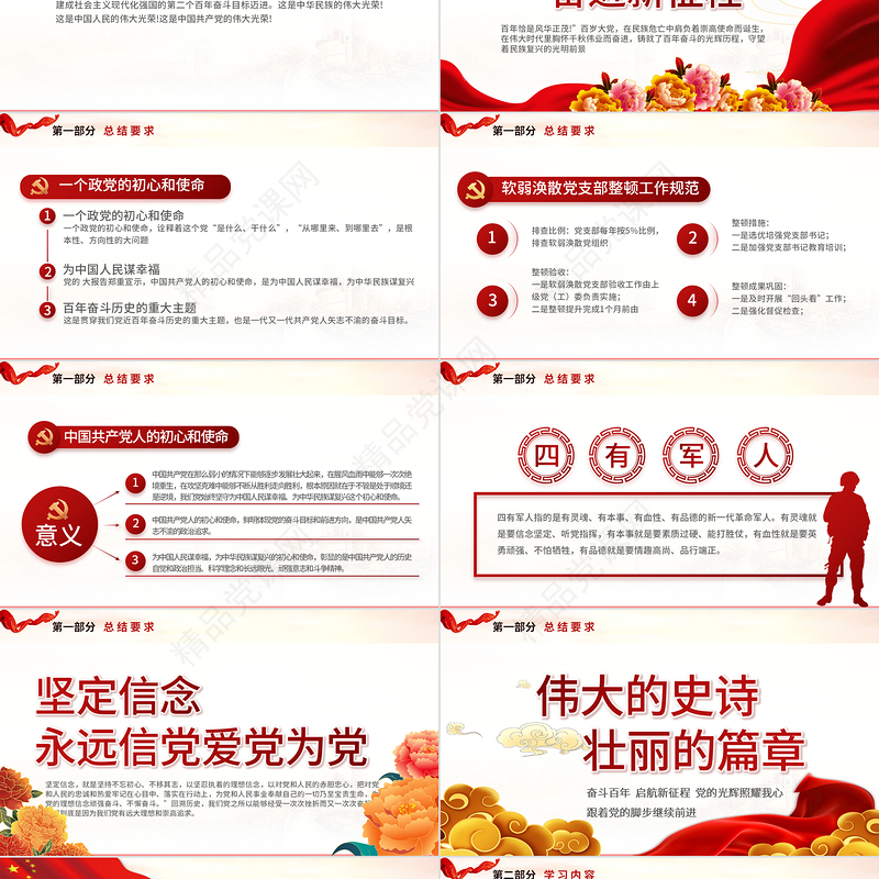 讲述党史故事感悟初心使命PPT红色精品党员干部学党史微党课课件模板