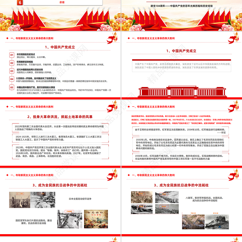 党政风建党一百零四周年PPT中国共产党的百年光辉历程和历史经验七一党课下载
