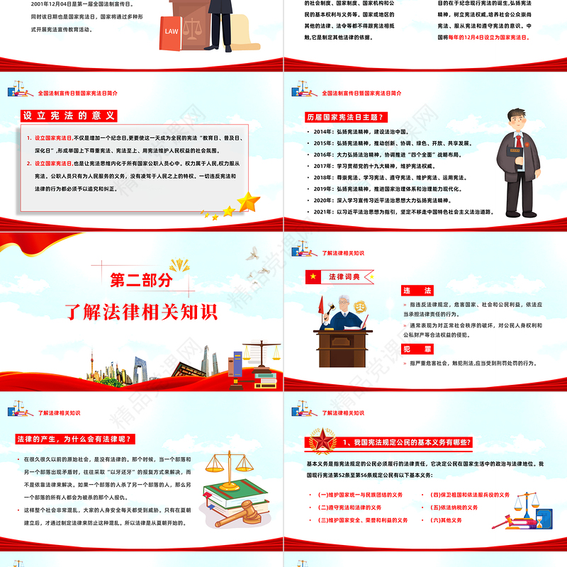2022学法用法向未来PPT红色党政全国法制宣传日暨国家宪法日主题班会课件下载