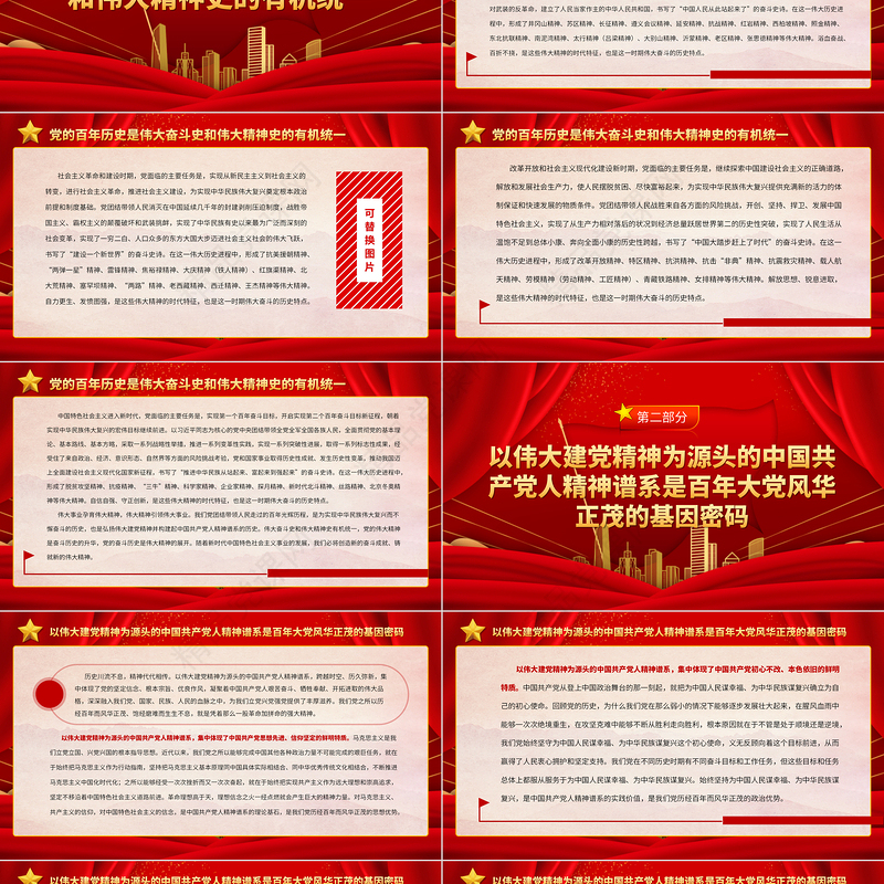 2023弘扬以伟大建党精神为源头的中国共产党人精神谱系PPT精品风党员干部学习教育专题党课课件