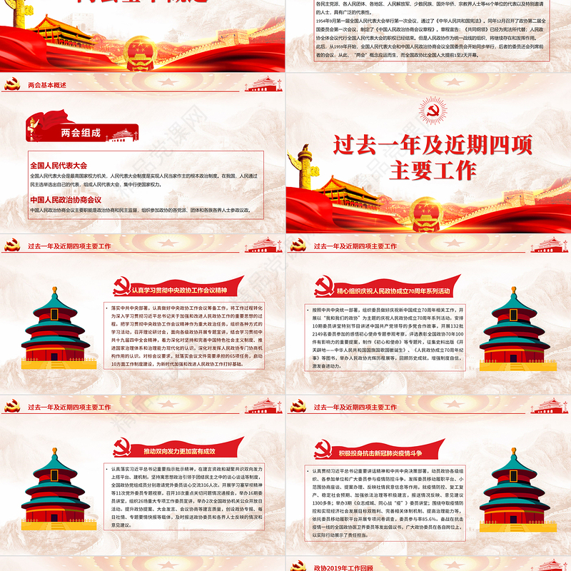 聚焦学习全国两会解读政协工作报告党建党政PPT