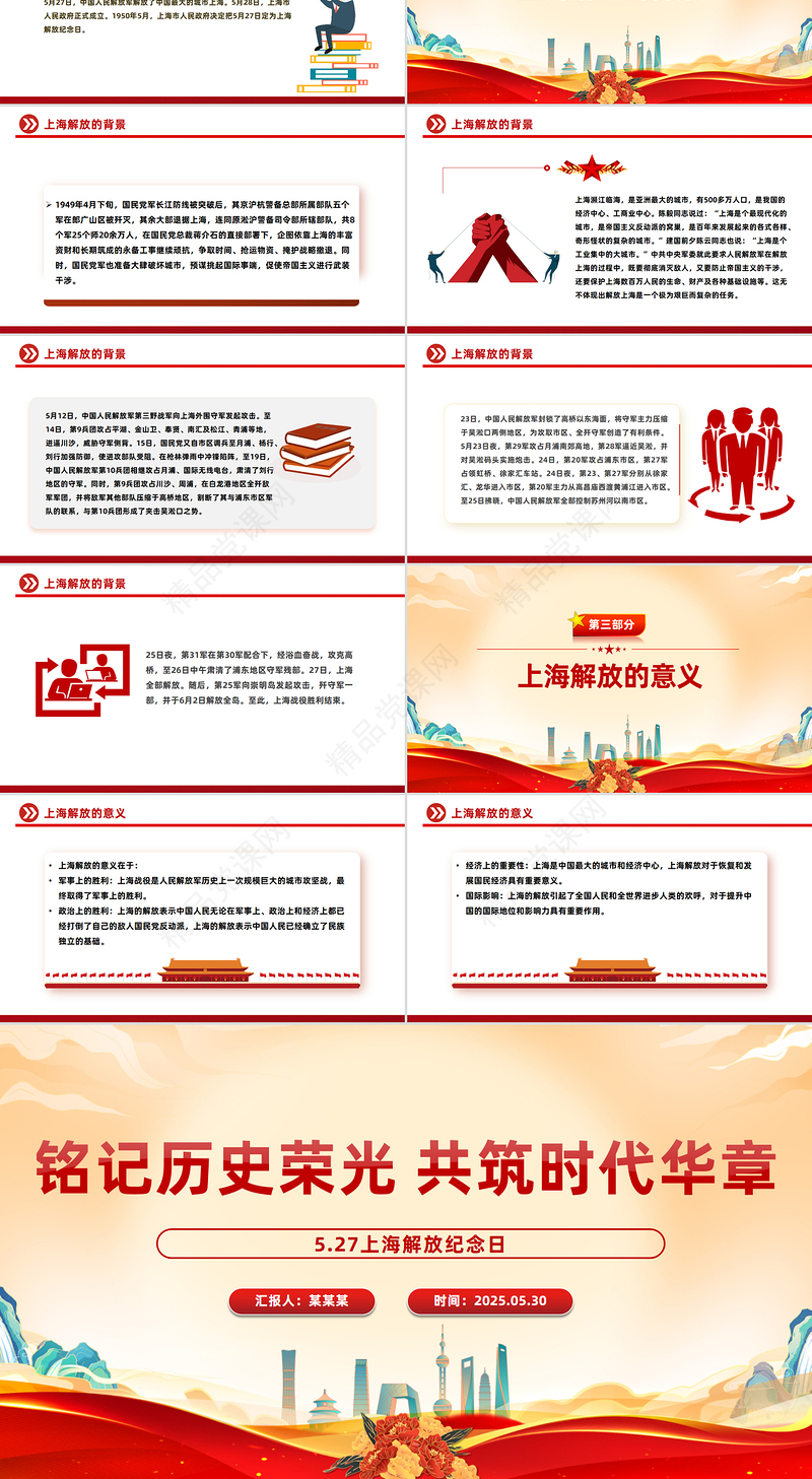 5月27日上海解放纪念日PPT党课课件