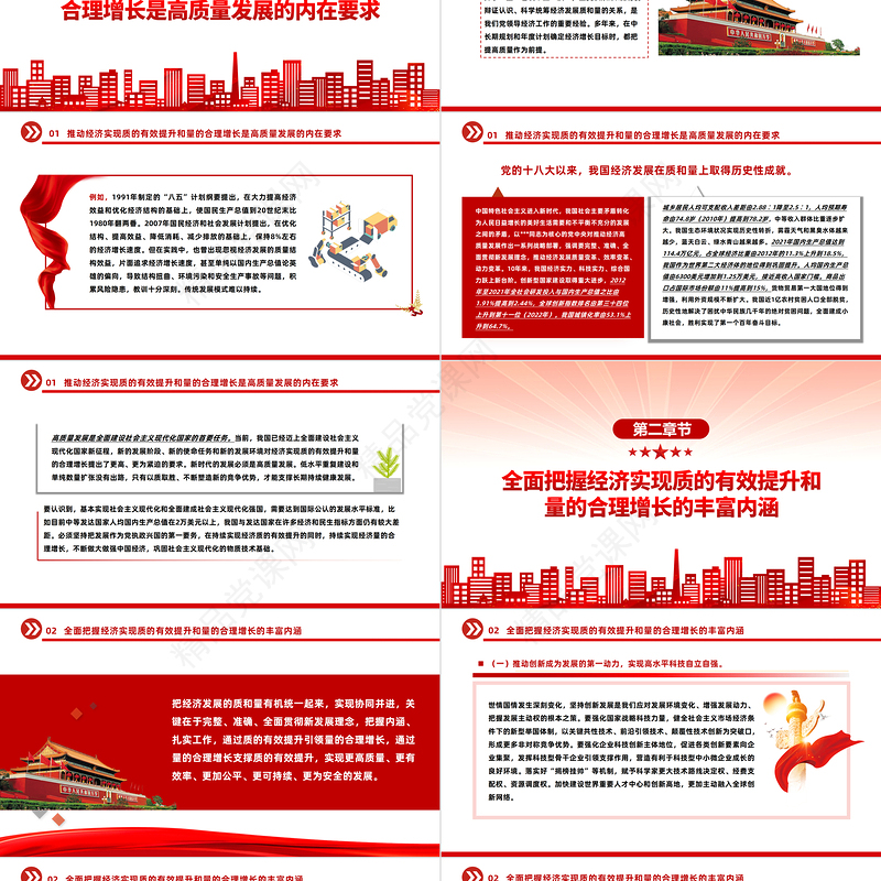 推动经济实现质的有效提升和量的合理增长PPT简洁风学习宣传贯彻党的二十大精神专题党建党课课件模板