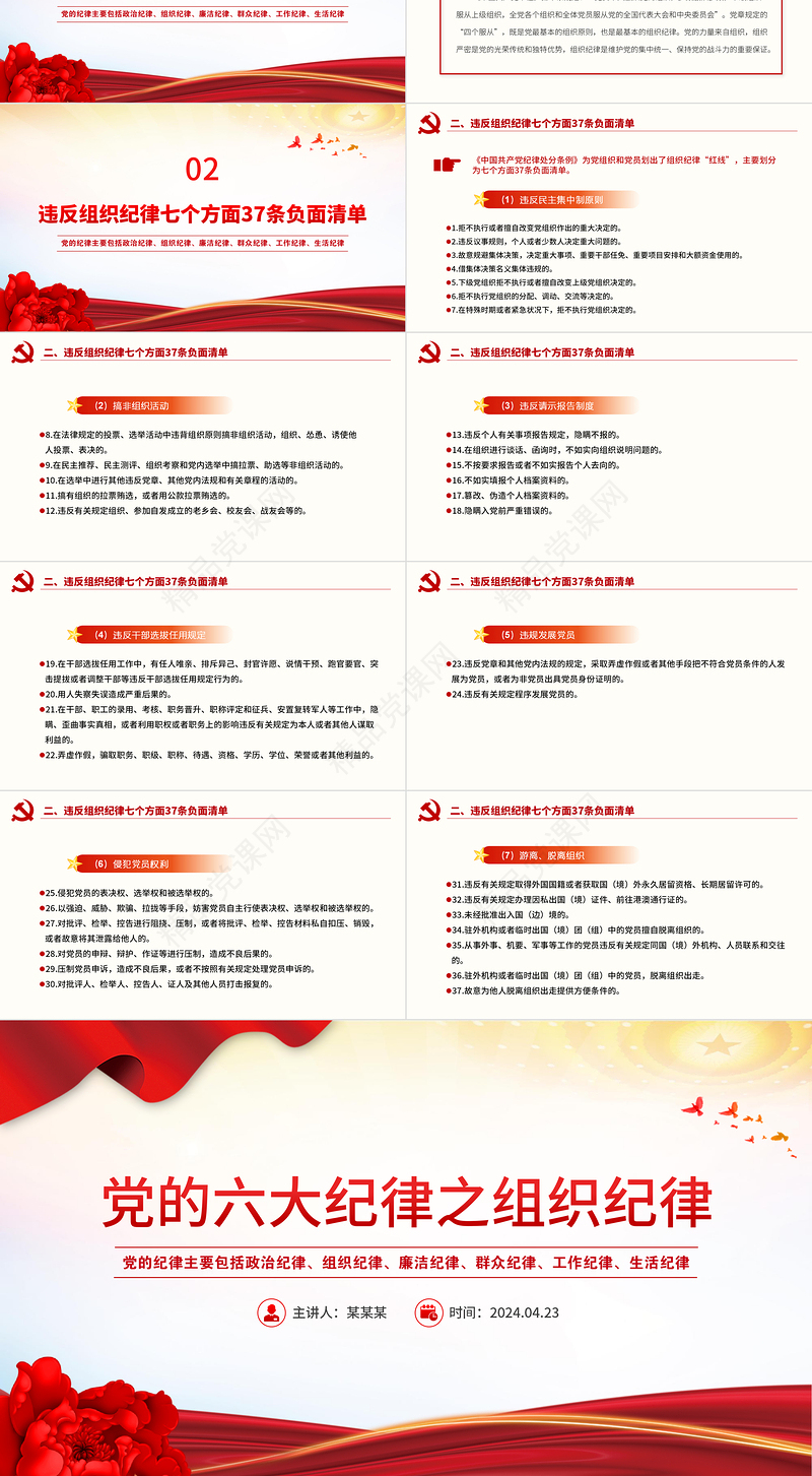 优质党政风党的六大纪律之组织纪律解读PPT