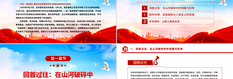 大气精美纪念中国人民抗日战争暨世界反法西斯战争胜利80周年PPT课件
