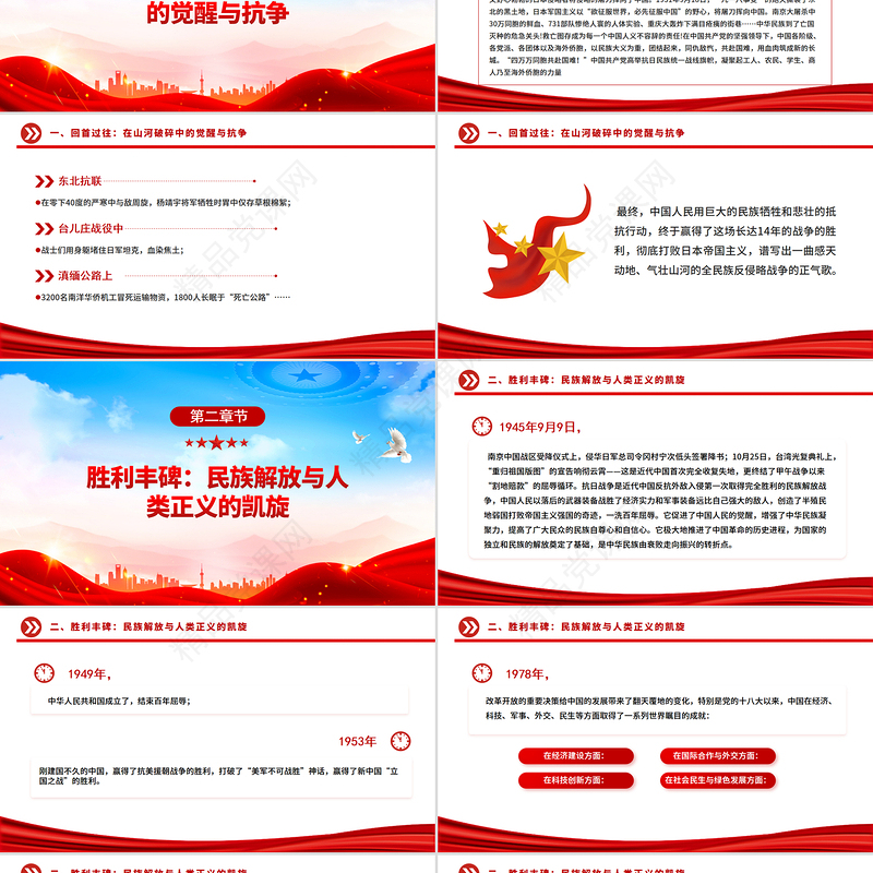 大气精美纪念中国人民抗日战争暨世界反法西斯战争胜利80周年PPT课件