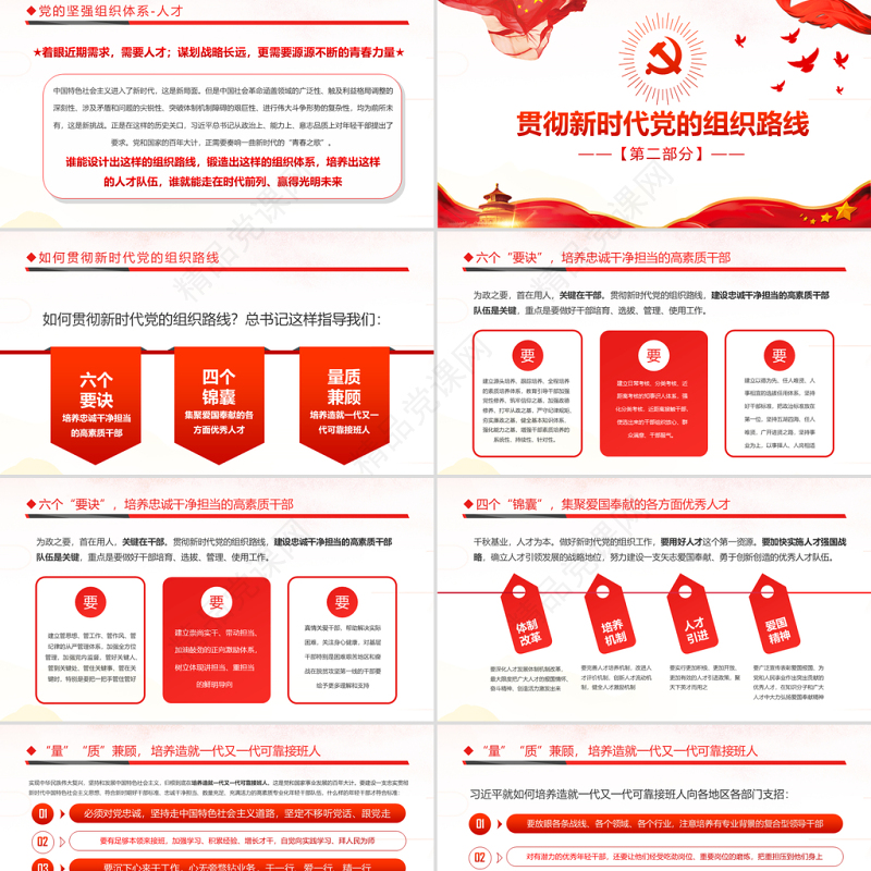 红色大气贯彻新时代党的组织路线工作会议PPT模板