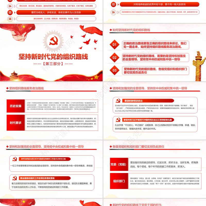 红色大气贯彻新时代党的组织路线工作会议PPT模板