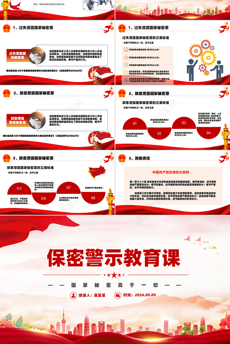 精美创意2024年基层党政单位保密警示教育PPT课件模板