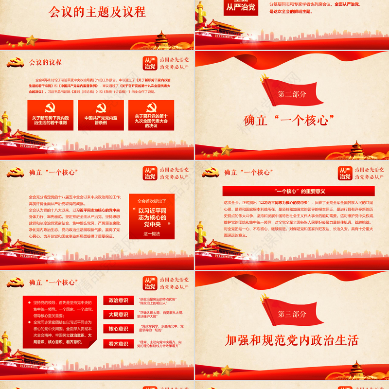 十八届六中全会党建ppt模板