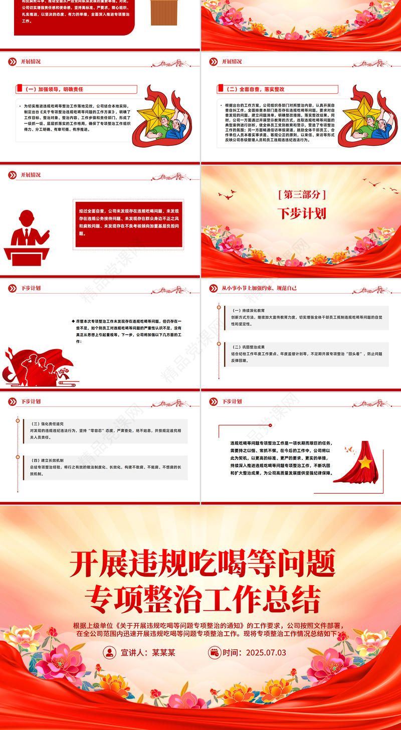 2025开展违规吃喝等问题专项整治工作总结PPT模板