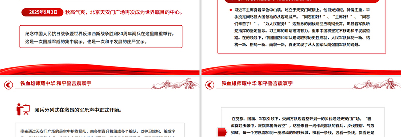 党建风铁血雄师耀中华和平誓言震寰宇PPT九三阅兵观后感课件下载