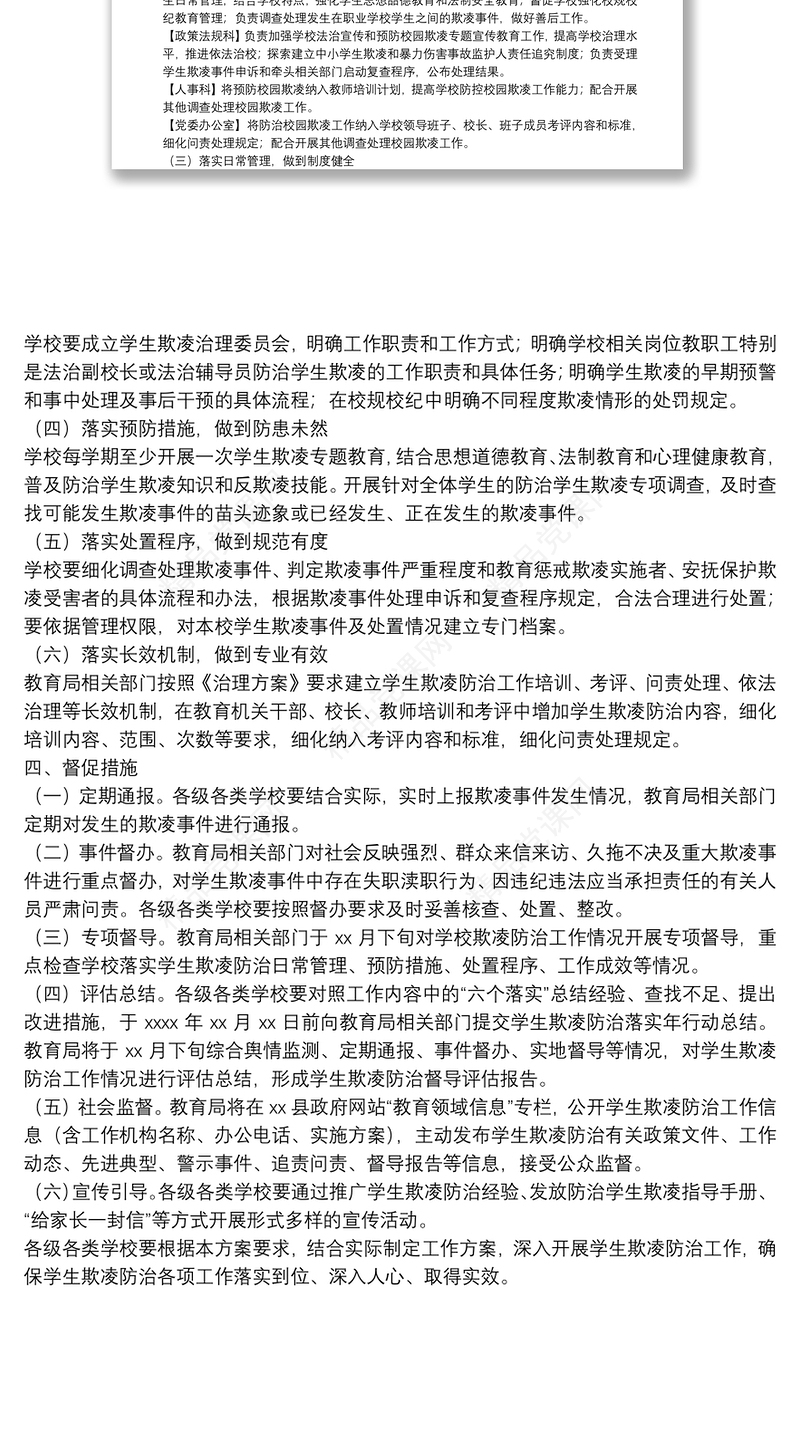 县教育局防治校园欺凌工作实施方案