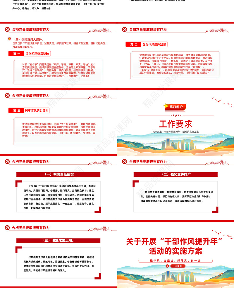 2024关于开展“干部作风提升年”活动的实施方案PPT精美实用强作风比担当抓落实创一流课件