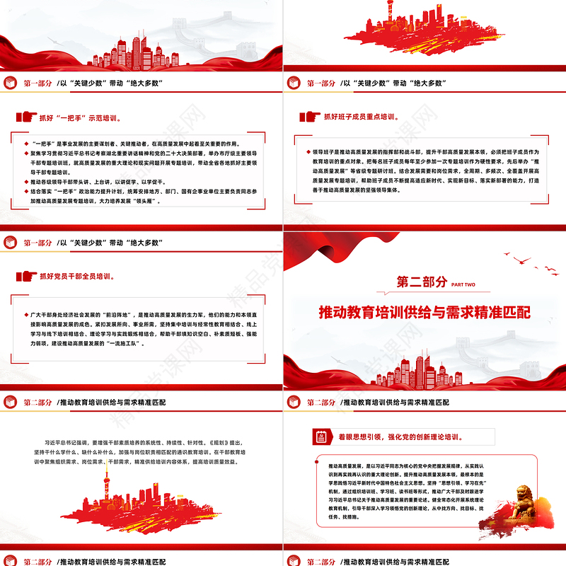 以高素质干部队伍引领高质量发展PPT红色简洁干部教育培训要求党课下载