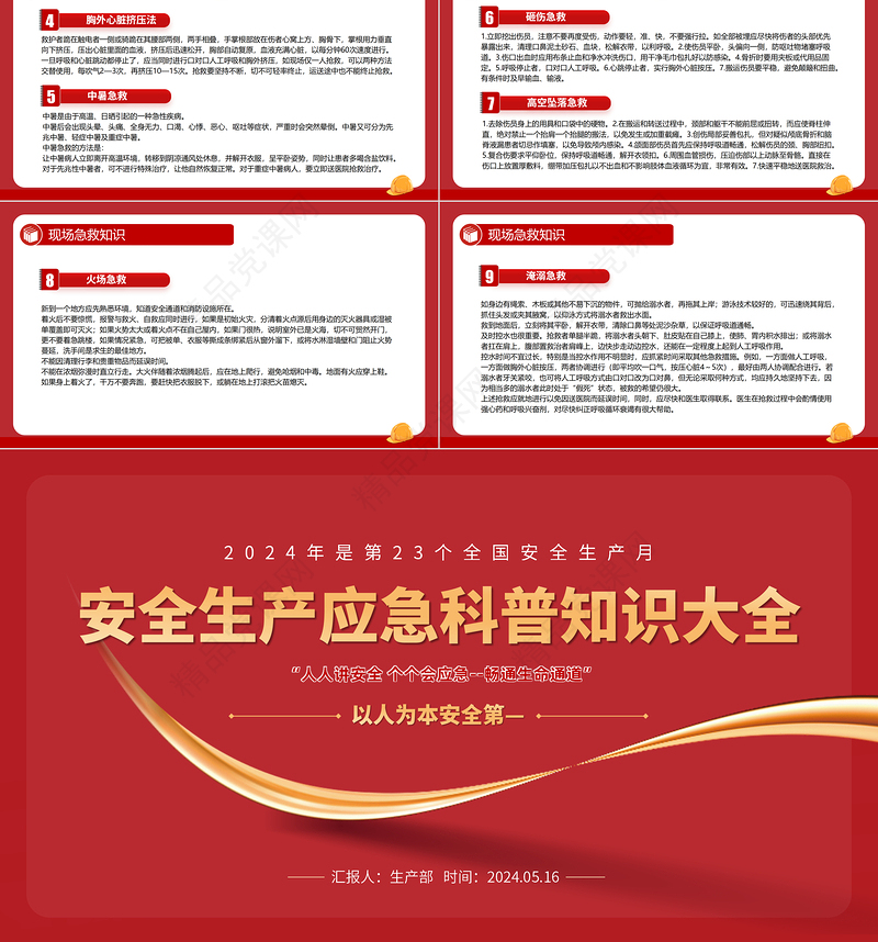安全生产应急科普知识大全PPT大气精美2024年安全生产月以人为本安全第—科普课件