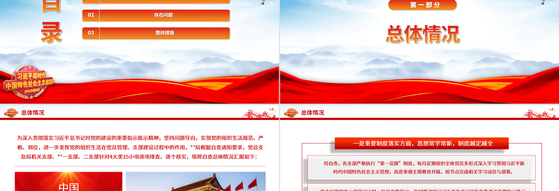 党支部2023年组织生活落实情况自查报告PPT模板