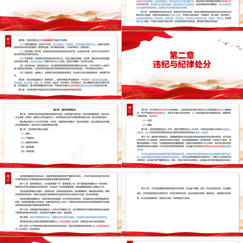 党政风简约PPT中国共产党纪律处分条例（2023年新旧对照版）党课课件