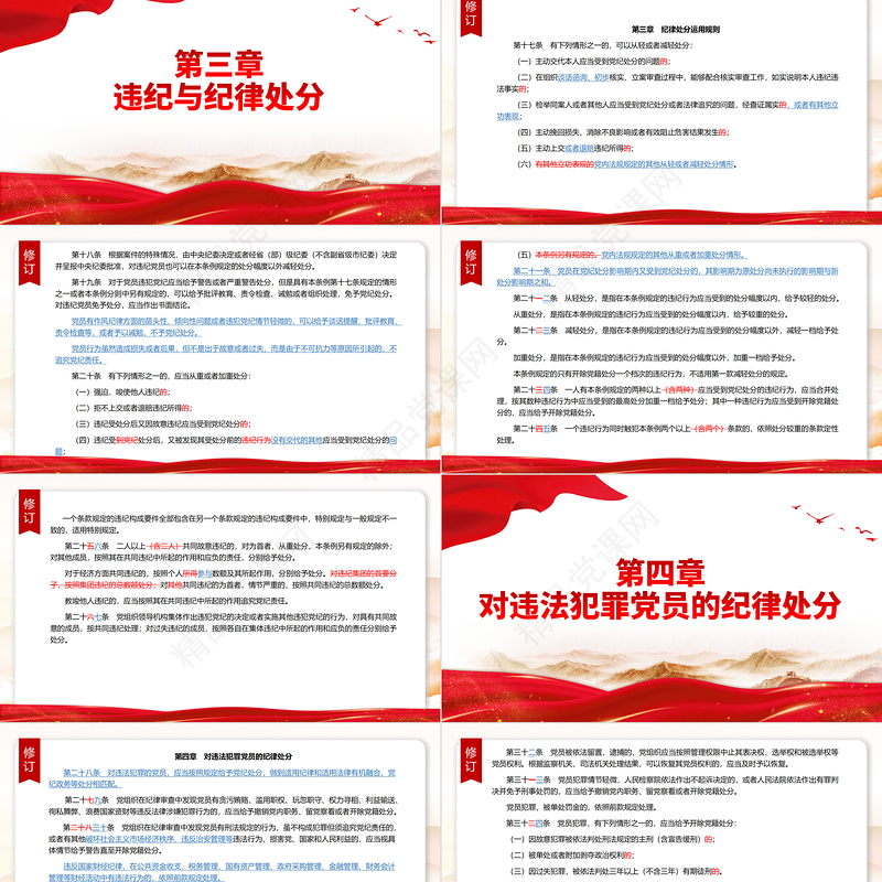 党政风简约PPT中国共产党纪律处分条例（2023年新旧对照版）党课课件