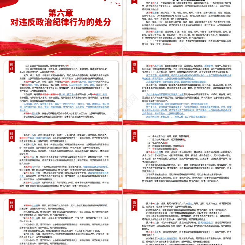 党政风简约PPT中国共产党纪律处分条例（2023年新旧对照版）党课课件