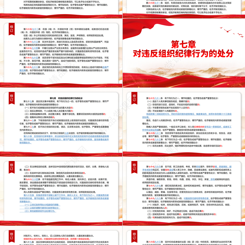 党政风简约PPT中国共产党纪律处分条例（2023年新旧对照版）党课课件