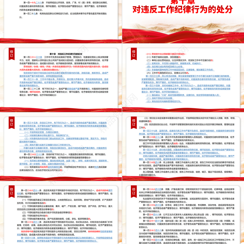 党政风简约PPT中国共产党纪律处分条例（2023年新旧对照版）党课课件