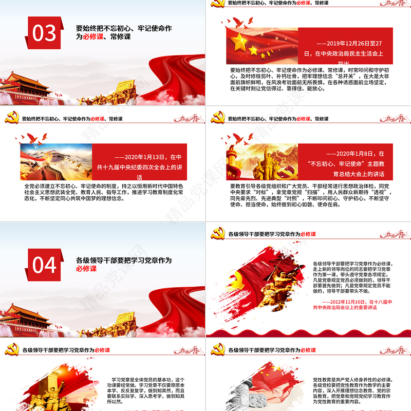 总书记强调的必修课PPT红色党政风党支部主题党日党课学习教育专题课件模板