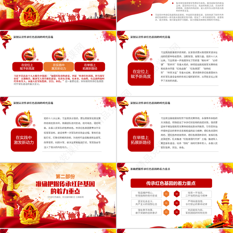 原创部队传承红色基因担当强军重任教育PPT-版权可商用