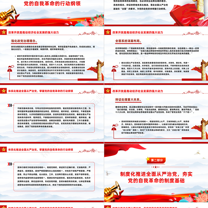 2024健全全面从严治党体系PPT简约风全党开展党纪学习教育工作模板课件