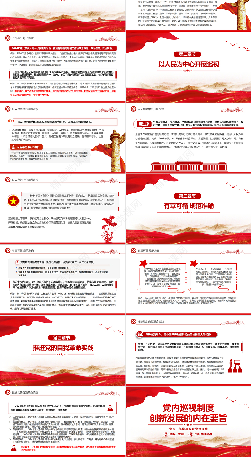 精美党建风党内巡视制度创新发展的内在要旨PPT党课课件