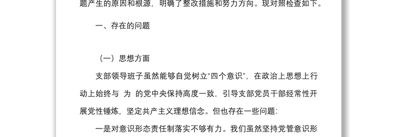 党支部班子迎盛会铸忠诚强担当创业绩主题教育专题组织生活会对照检查材料