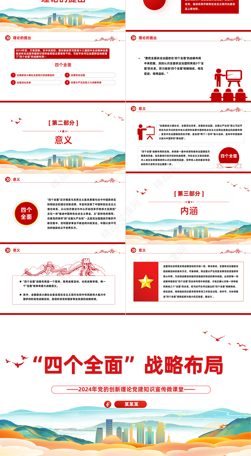 四个全面战略布局PPT简洁实用2024年党的创新理论党建知识宣传课件