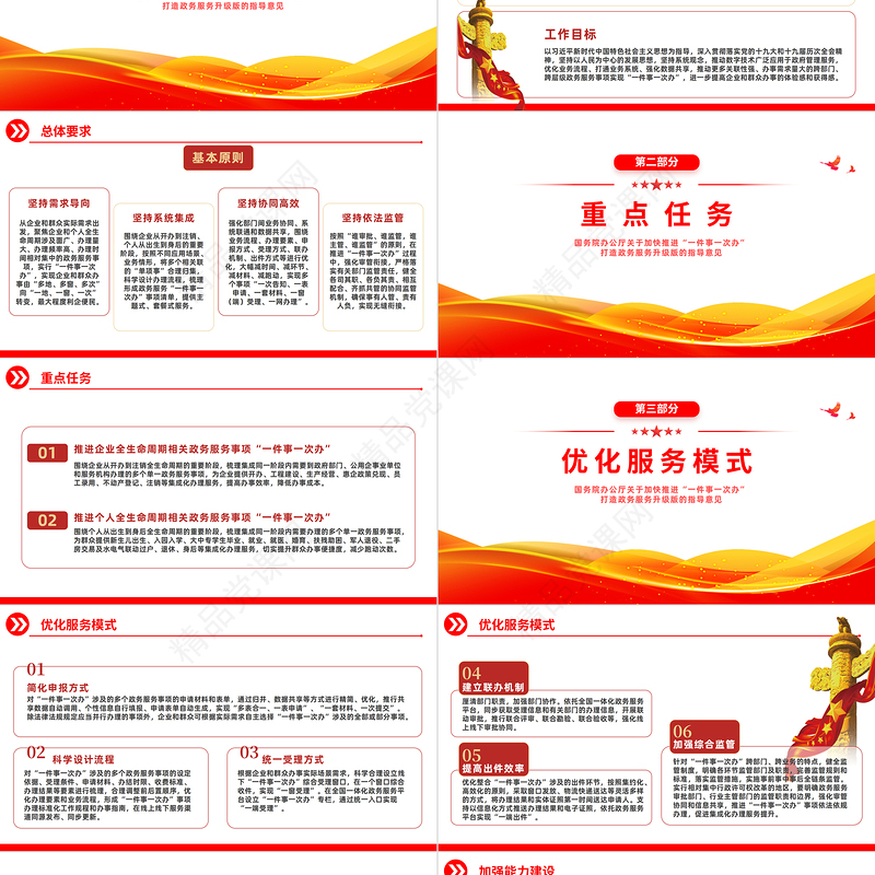 关于加快推进一件事一次办PPT党政风打造政务服务升级版的指导意见专题党建党课课件模板