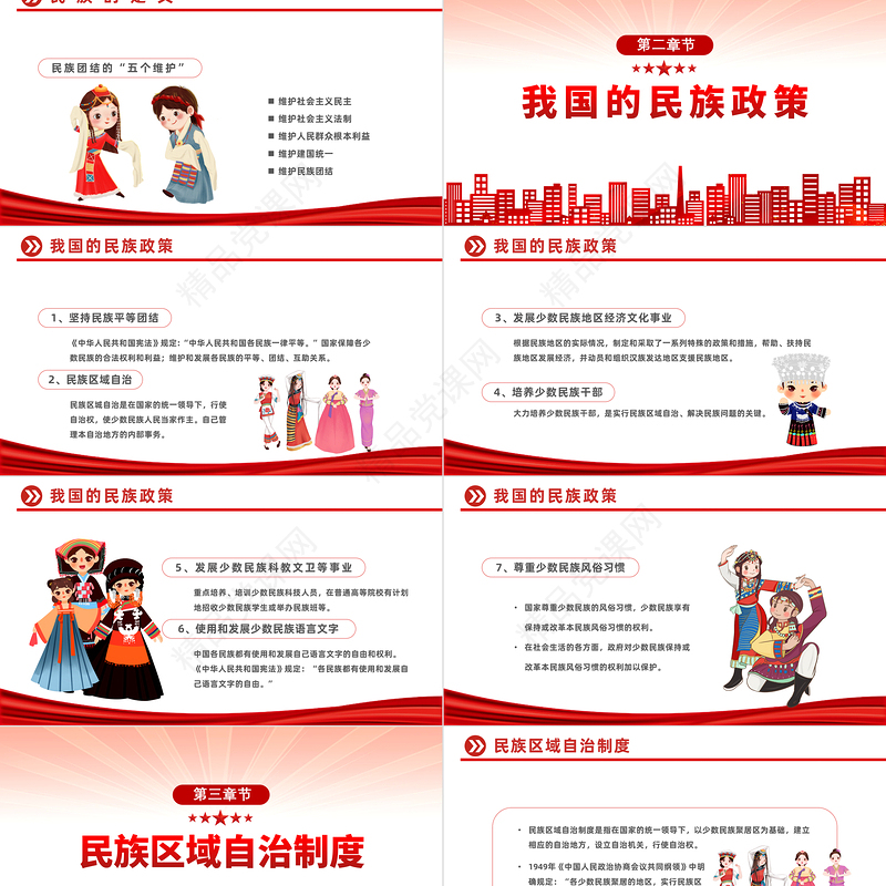 石榴籽一家亲民族团结心连心PPT国潮风民族团结一家亲携手喜迎二十大主题课件模板