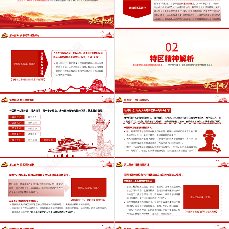 发扬特区精神深化改革开放PPT建党100周年中国精神谱系敢闯敢试敢为人先埋头苦干党员教育党课