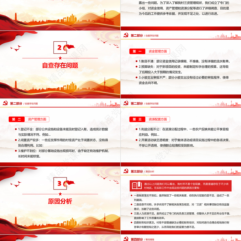 2024农村集体经济三资管理情况自查和整改报告PPT下载