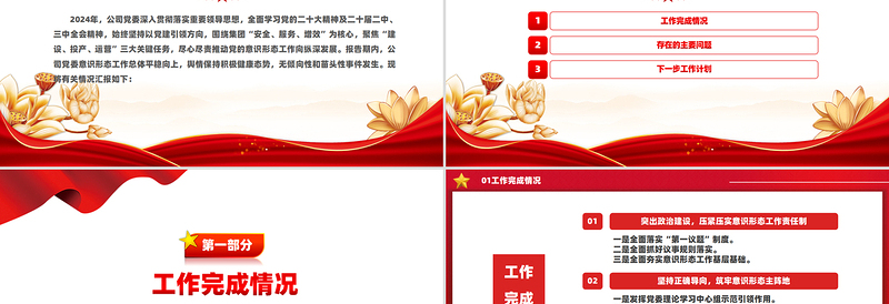 党建风公司党委意识形态工作总结PPT模板