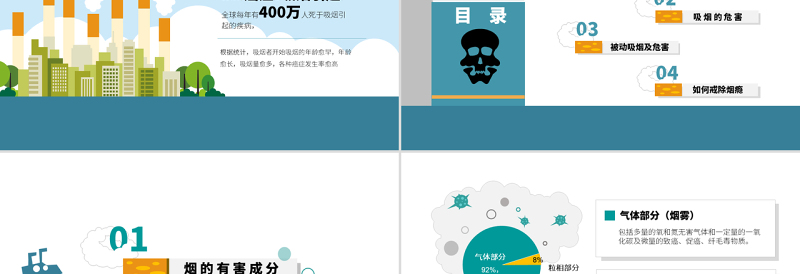 原创世界禁烟日主题班会无烟日宣传PPT模板-版权可商用