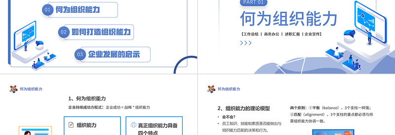提升组织能力PPT插画风企业组织管理能力培训课件模板