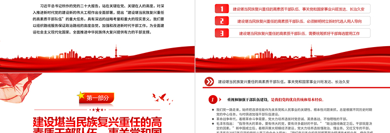 建设堪当民族复兴重任的高素质干部队伍PPT党建风学习宣传贯彻党的二十大精神专题党课