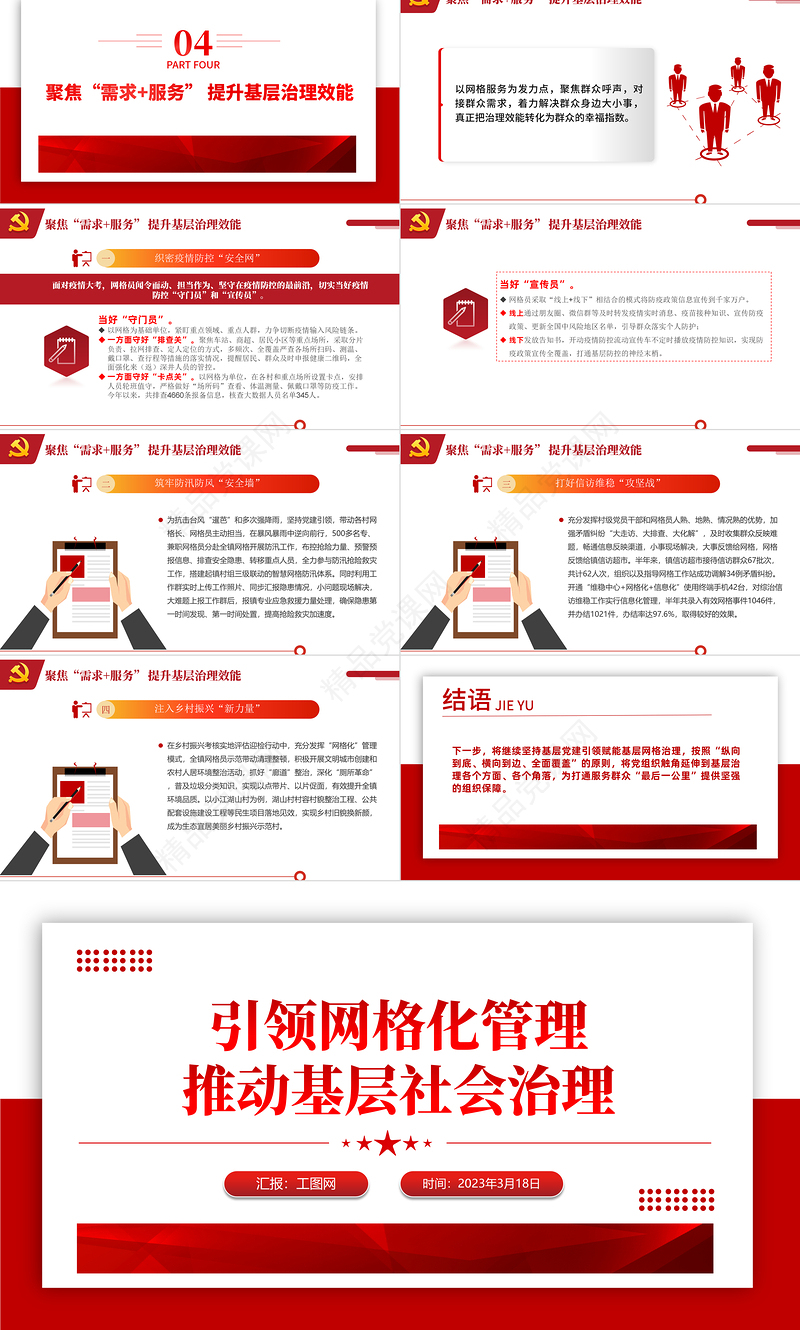 2023党建引领网格化管理推动基层社会治理党政风优质党建引领赋能小网格助力基层治理大提升工作汇报模板