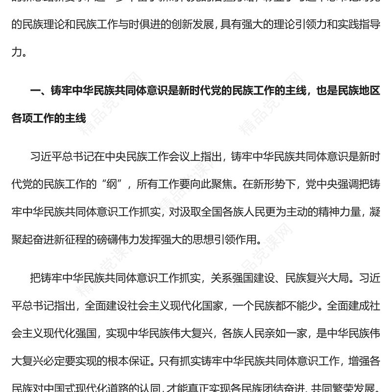 把铸牢中华民族共同体意识工作抓实发言材料