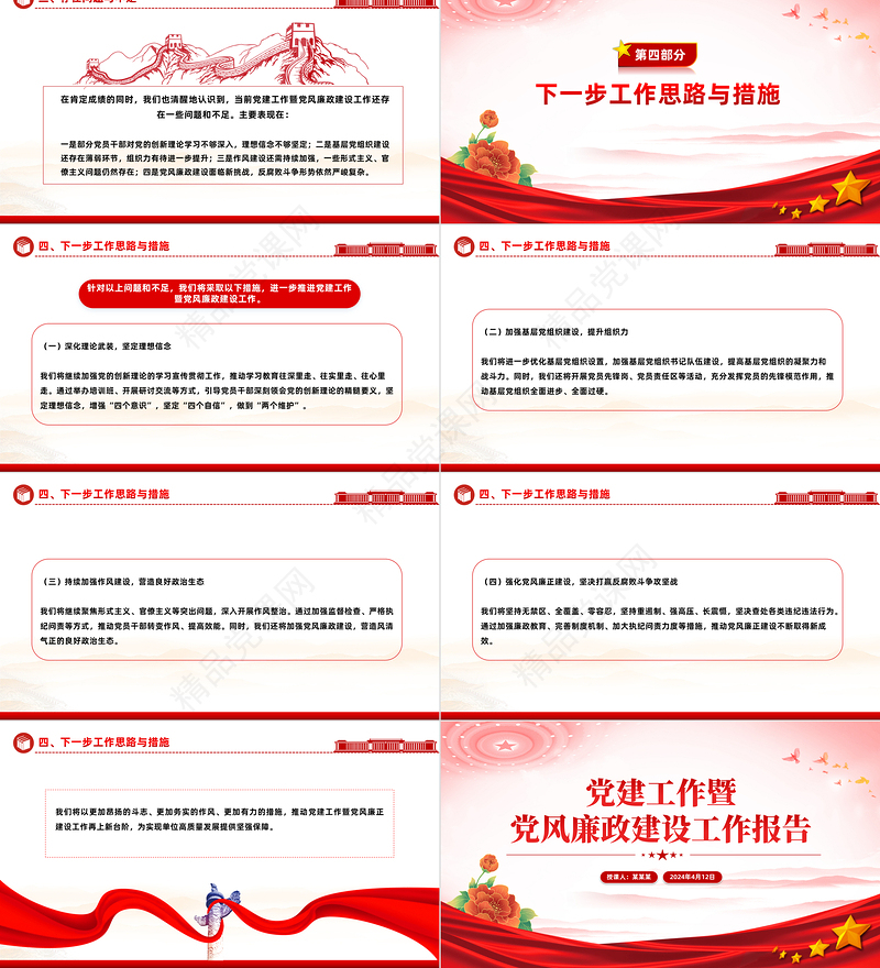大气创意2024党建工作暨党风廉政建设工作报告PPT下载