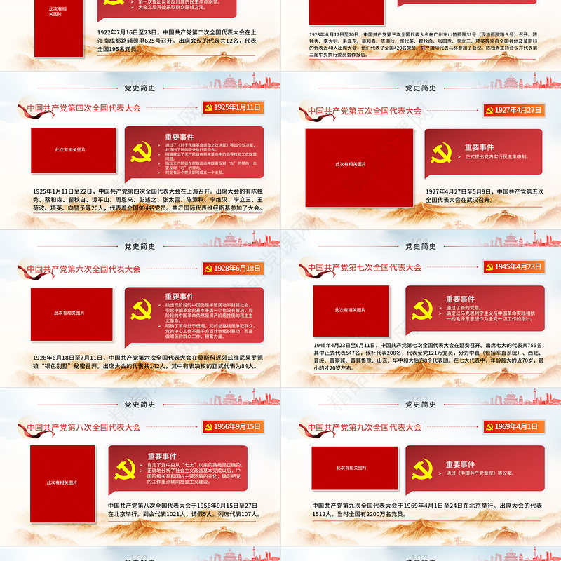 1921-2021中国共产党简史PPT党政风优质党的一大到十九大发展历程建党100周年党史教育模板