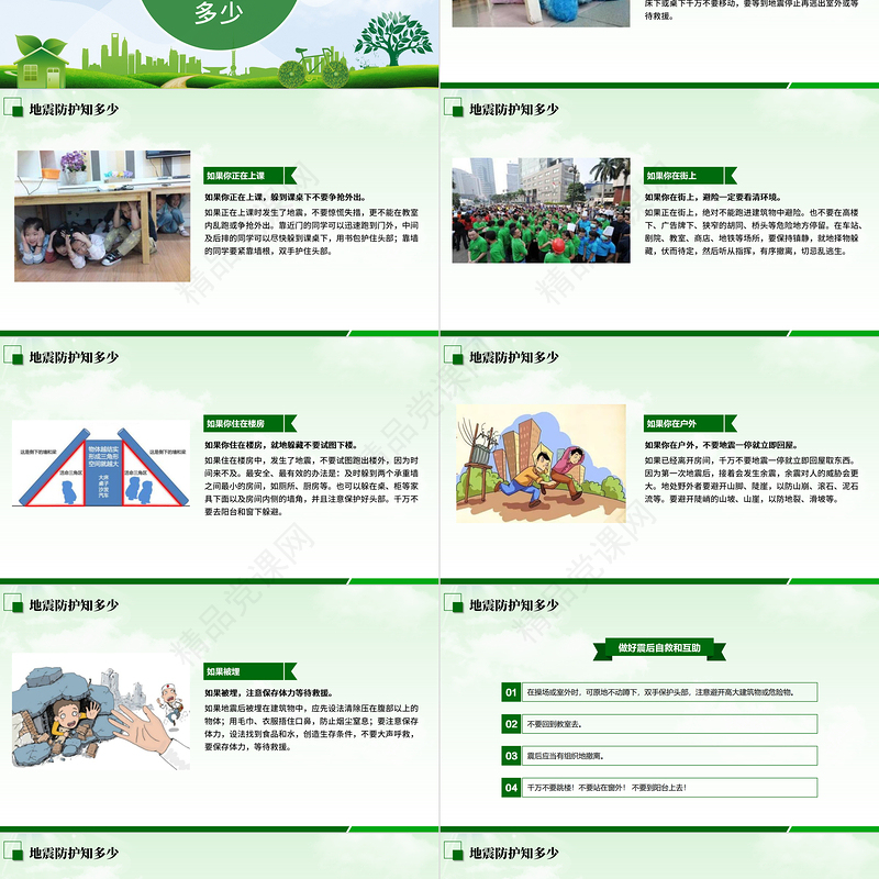 防灾减灾中小学生地震知识主题教育班会PPT模板