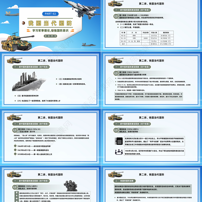 2022大学生军事理论PPT简洁风大学生学习军事理论增强国防意识专题模板课件