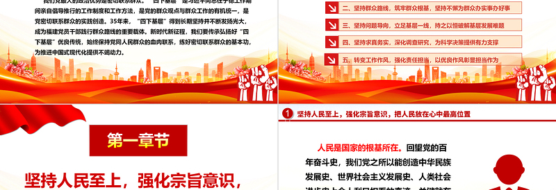 弘扬“四下基层”筑牢群众基础功ppt华美时尚中国式现代化微党课课件