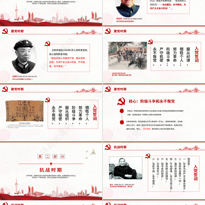 入党誓词的历史沿革PPT红色中国风重温入党誓词唤醒党章意识党员学习课件下载